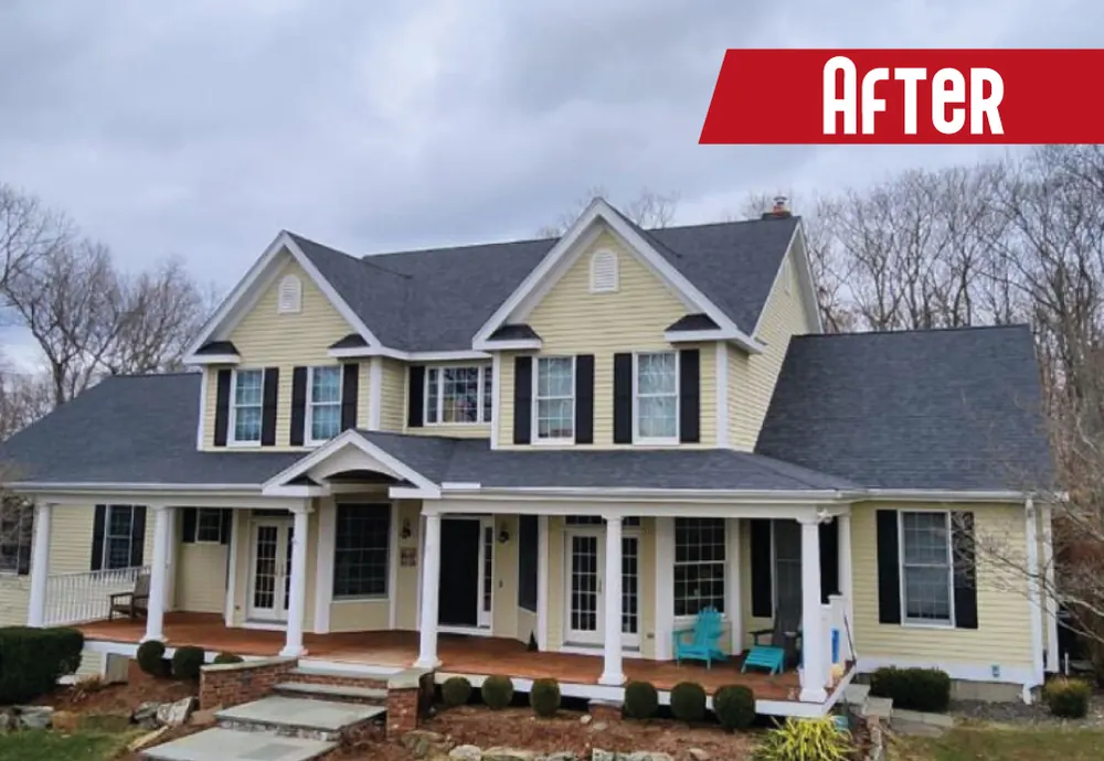 After: Aging three-tab roof in Watertown — full architectural shingle replacement completed in one day.